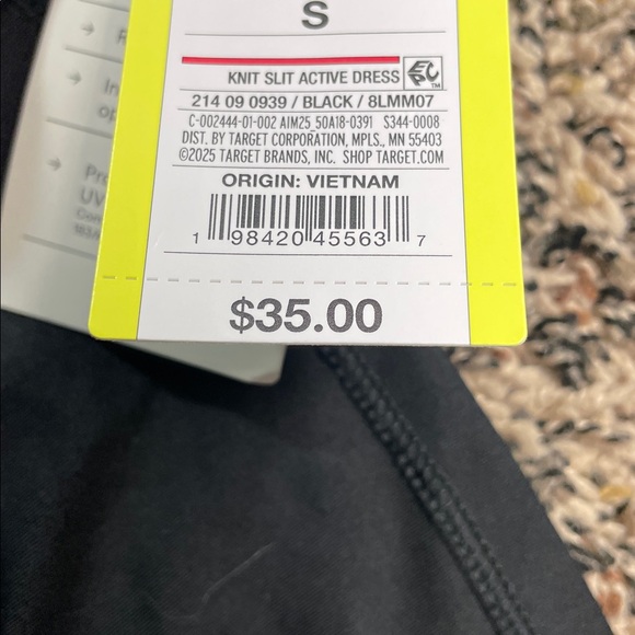 🆕 All in Motion Black Knit Slit Active Mini Dress Size Small | NWT - Picture 10 of 10